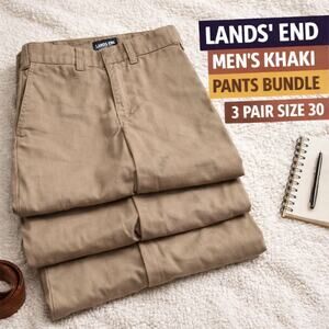 Lands’ End Men’s Khaki Pants Bundle Size 30 3 Pair Chinos Work School